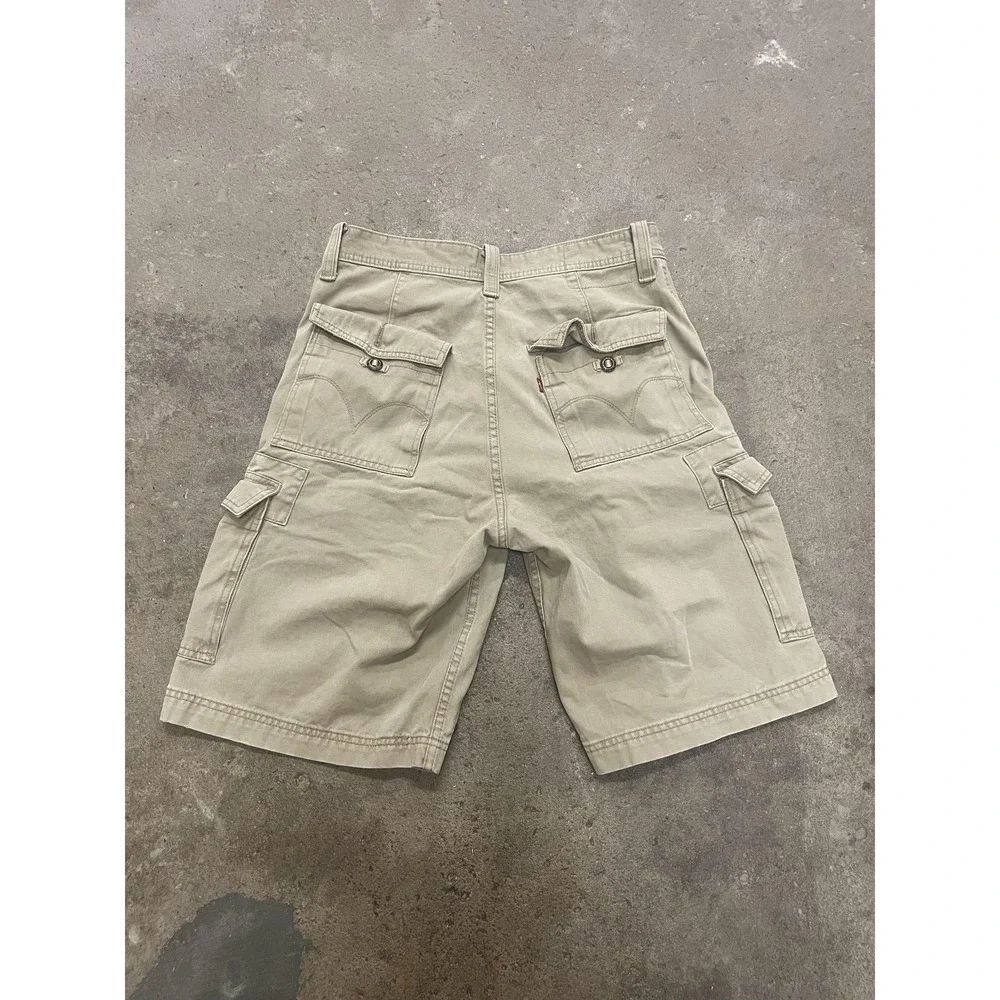 Levis Cargo Shorts Mens 31 Beige Canvas Relaxed Utility Pockets Workwear Zip Fly
